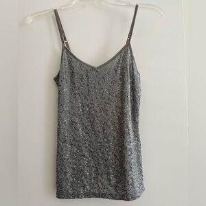 Express Sequin Gray/Silver Cami Top